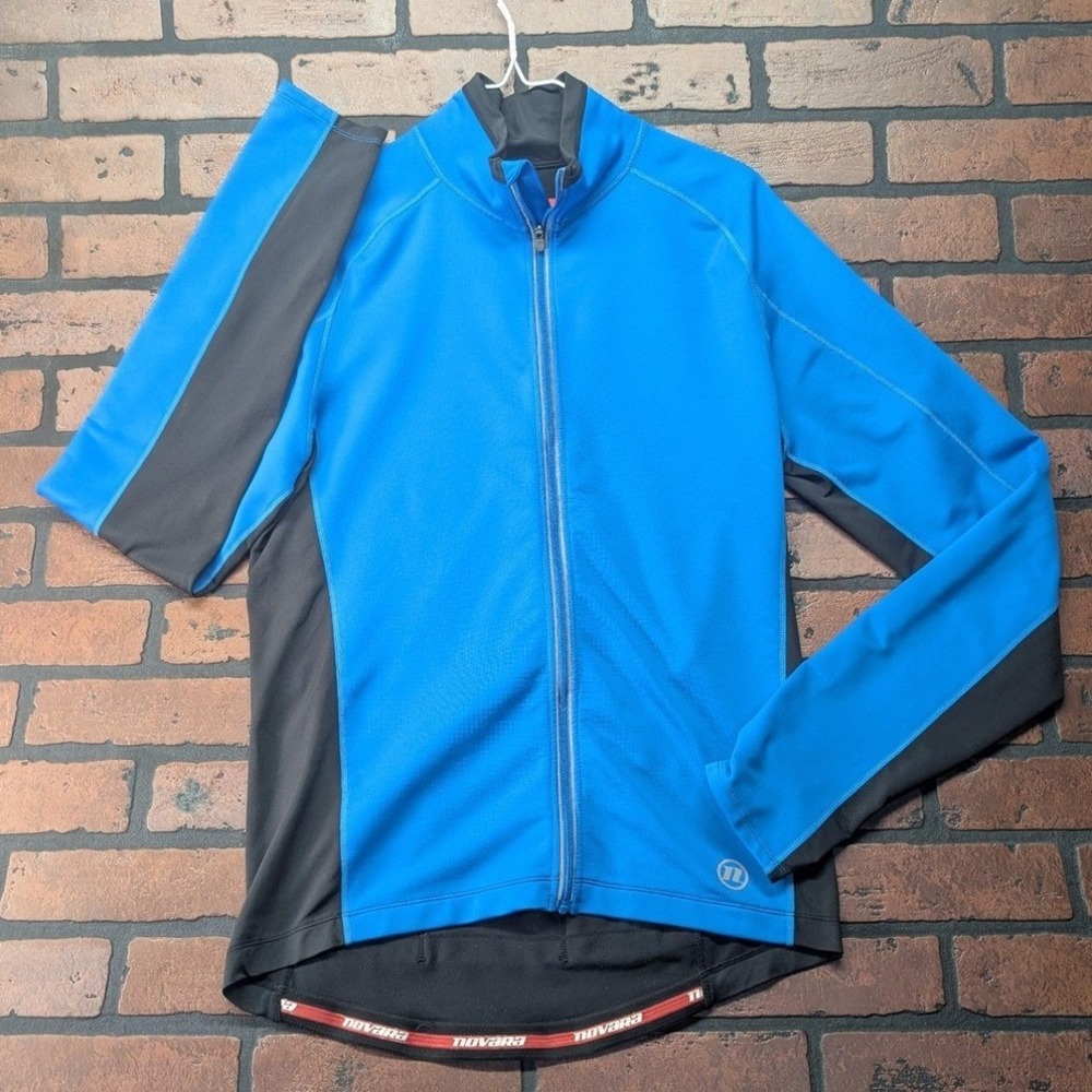 Novara‎ Men's Long Sleeve Cycling Jersey Blue Black Colorblock Full Zip Size M